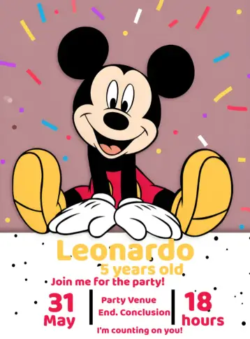 Invite Mickey Mouse Walt editable and customizable