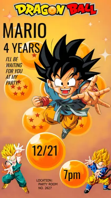 Invite Black Dragon Ball Z editable and customizable