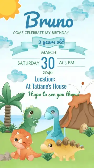 Invite Dino Baby Watercolor editable and customizable