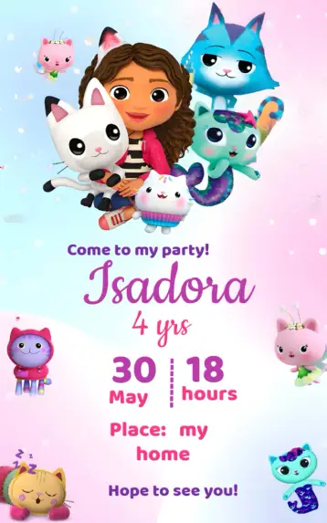 Invite Gabby's Magical Pink House editable and customizable