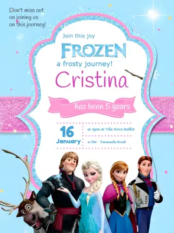 Invite Blue Frozen editable and customizable