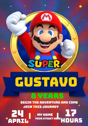 Invite Super Mario Bros World Mariobros editable and customizable