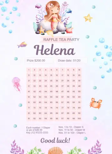 Invite Pink and Lilac Mermaid editable and customizable