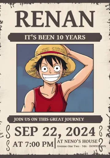 Invite One Piece Wanted Onepiece editable and customizable