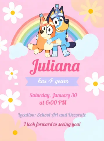 Invite Bluey And Bingo Girl editable and customizable