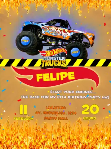 Invite Red Hotwheels editable and customizable