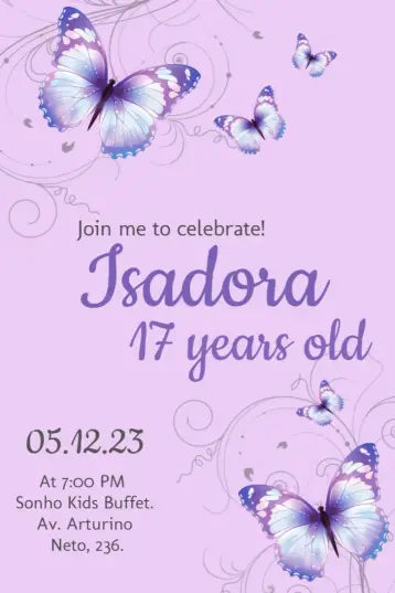 Invite Purple Butterfly editable and customizable