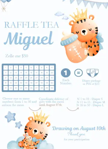 Convite Royal Jaguar para raffle tea for babies and reveals. – tema raffle tea (animal print, tropical, elegant, delicate, green, earthy)