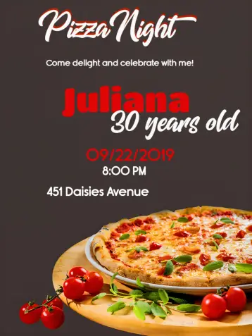 Invite Pizza Party editable and customizable