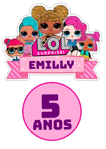 Convite Colorful Lol Surprise Cake Topper para children's birthday and themed parties. – tema cake topper (colorful, fun-filled, themed, child-friendly, vibrant, festive)