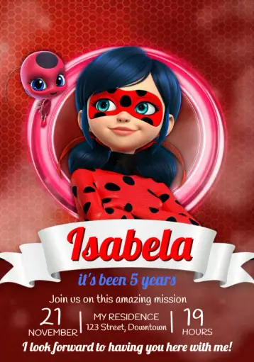 Invite Lady Bug And Cat Noir Adrien editable and customizable