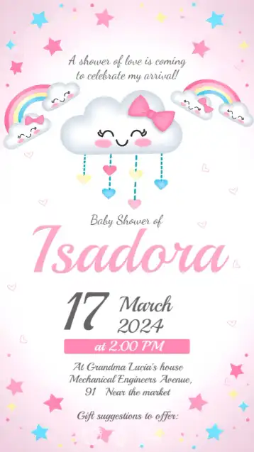 Invite Baby Shower Rain Love Baby editable and customizable