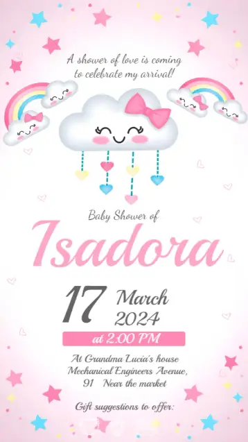 Invite Baby Shower Rain Love Baby editable and customizable