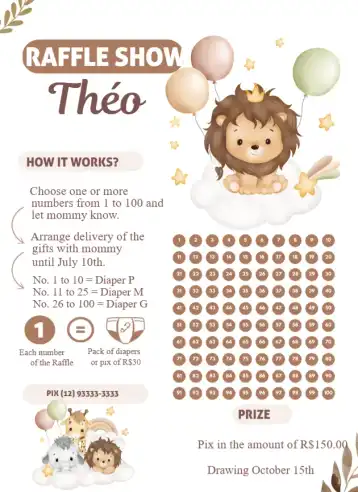 Invitation Little Lion King – Raffle Tea theme animals, childish, delicate, colorful, playful, festive