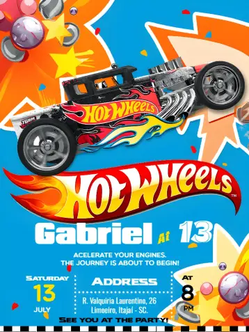 Invite Hot Wheels Car editable and customizable