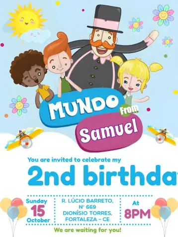 Convite Mundo Bita Logo para children's birthday. – tema most searched for (colorful, fun, childish, themed, vibrant)