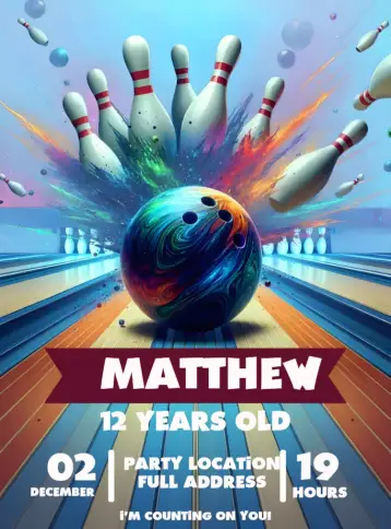 Invite Bowling Shopping editable and customizable
