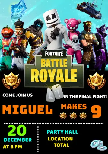 Invite Blue Fortnite editable and customizable