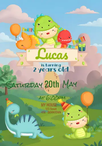 Invite Dino Baby Dinosaurs editable and customizable