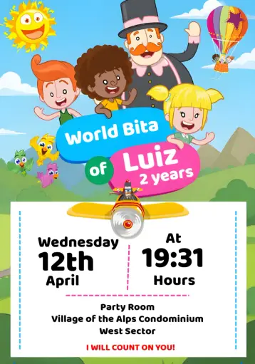 Invite Colorful Mundo Bita World editable and customizable