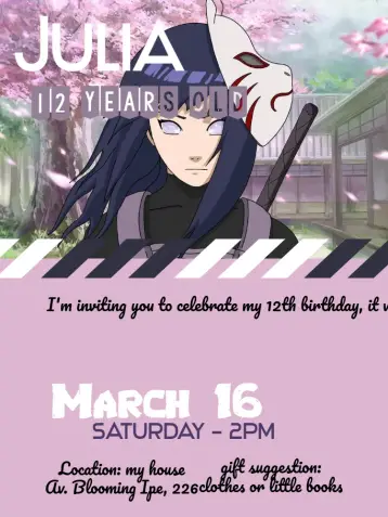 Invite Hinata Black editable and customizable