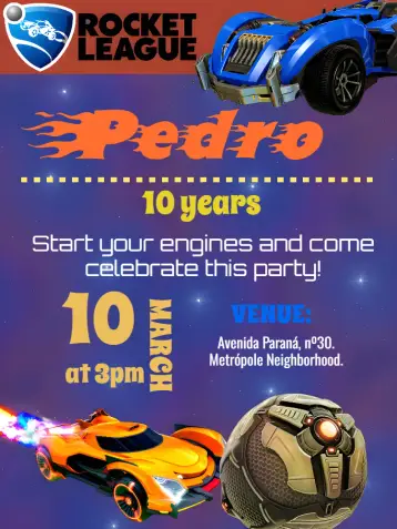 Invite Rocket League Car editable and customizable