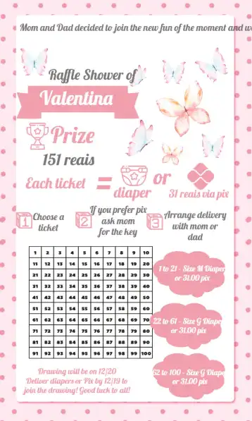 Invite Watercolor Butterflies Raffle Tea 100 editable and customizable