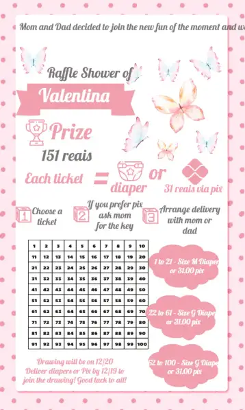 Convite Watercolor Butterflies Raffle Tea 100 para charming and fun baby shower. – tema raffle tea (watercolor, delicate, pink and gray, floral, girl, modern)