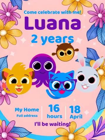 Convite Bolofofos Party para children's birthday – tema most searched for (fun, colorful, childish, modern, cheerful, playful)