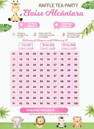 Invite Pink Safari Giraffe editable and customizable