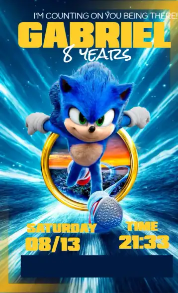 Invite Sonic The Animated Movie editable and customizable