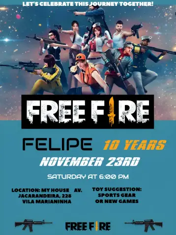 Invite Digital Free Fire editable and customizable