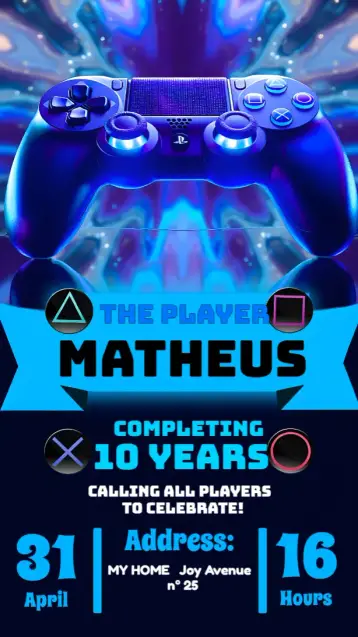 Invite Playstation Boy editable and customizable