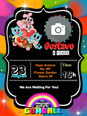 Invite The Amazing World Of Gumball With Incinerable Photo editable and customizable