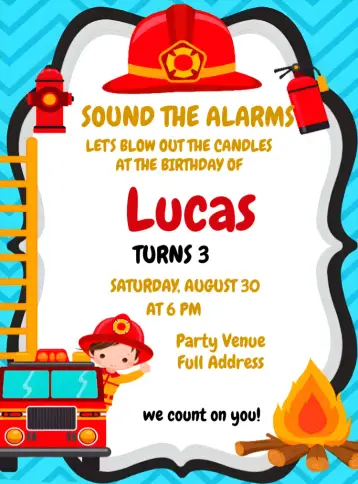 Invite Firefighters Truck editable and customizable