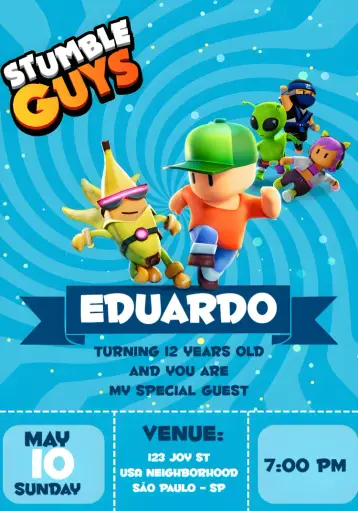 Invite Stumble Guys Brawl editable and customizable