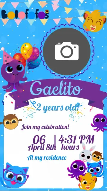 Invite Colorful Photo Cake editable and customizable