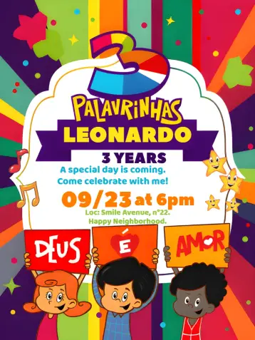 Invite 3 Little Words Three editable and customizable