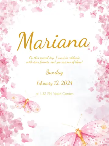 Convite Floral Years para 50th, 60th, or 70th birthday. – tema birthday (floral, golden, elegant, vibrant, modern)