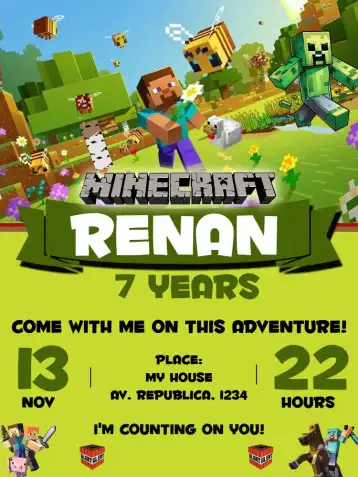 Invite Black Minecraft editable and customizable