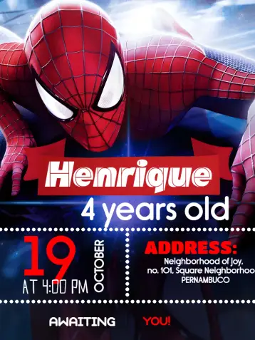 Invite Red Spider-Man editable and customizable