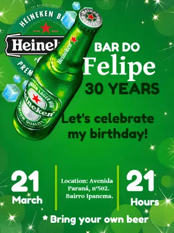 Invite Heineken Drink editable and customizable