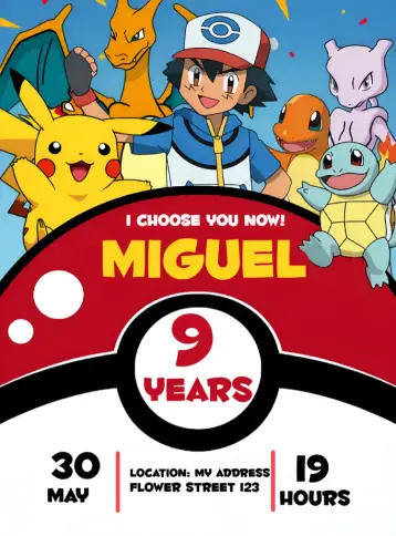 Invite White Pokemon editable and customizable