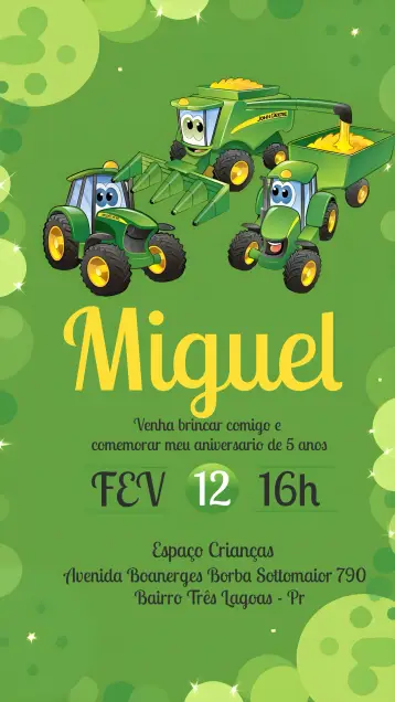 Invite Brown Jhon Deere Tractor editable and customizable