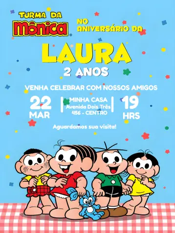 Invite Turma Da Mônica Colorido editable and customizable