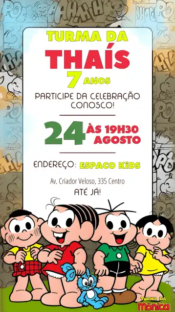 Invite Turma Da Mônica Colorido editable and customizable
