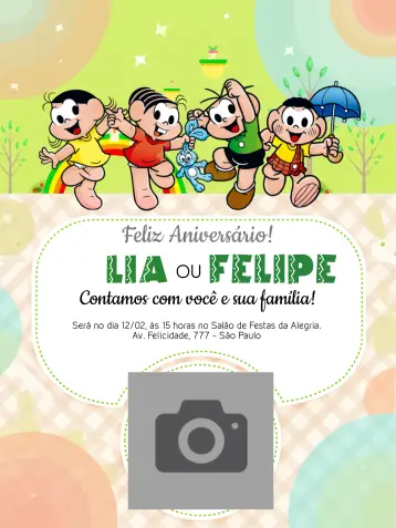 Invite Turma Da Mônica With Photo editable and customizable