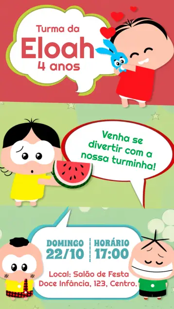Invitación Fiesta de Turma Da Mônica Toy editable y personalizable