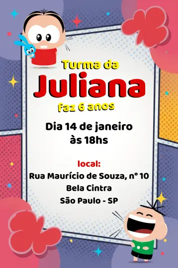 Invitación Turma Da Mônicatoy Bolo editable y personalizable