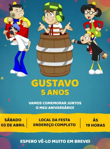 Invite Turma Do Chaves Amarelo editable and customizable